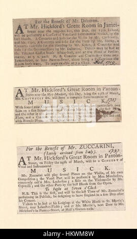 Librerie di Bodleian, Newscutting relative alla Hickford grande camera, 25 marzo 1737, annunciando diversi nuovi concerti Foto Stock