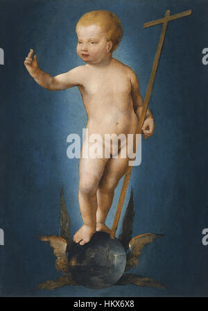 Joos van Cleve - Il neonato Cristo sulla sfera del mondo (Museo Thyssen-Bornemisza) Foto Stock