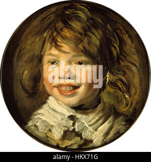 "Laughing Boy" di Frans Hals cattura un momento gioioso e spontaneo in questo vivace ritratto. L'uso della luce e delle pennellate espressive di Hals rende questo dipinto un notevole esempio di ritrattistica barocca olandese. Foto Stock
