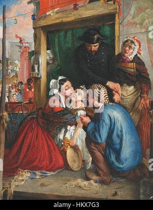 Un dipinto ad olio di Philip Hermogenes Calderon, raffigurante contadini francesi nel XIX secolo, in una scena tesa di scoprire il loro bambino rubato. La profondità emotiva e il contesto storico forniscono informazioni sulla vita contadina in quel periodo. Foto Stock