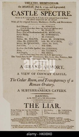 Librerie di Bodleian, locandina del teatro, lunedì 8 luglio 1799, annunciando il castello fantasma &c. Foto Stock