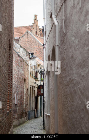 Street a Bruges, Belgio. Bruges è la capitale e la città più grande della provincia della Fiandre Occidentale nella regione fiamminga del Belgio. Foto Stock
