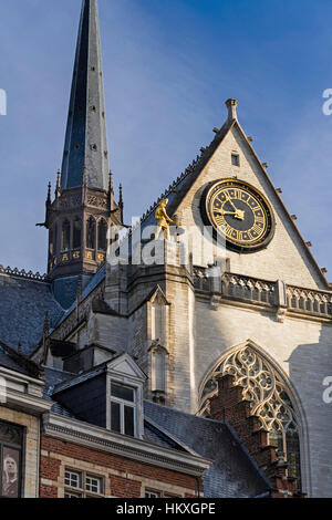 Meester Jan statua e Sint Pieterskerk. La Chiesa di San Pietro Leuven Belgio Foto Stock