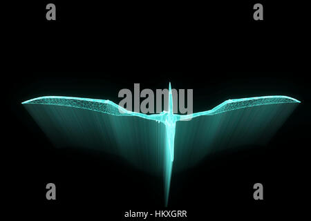 Pteranodon dinosauri in ologramma stile Wireframe. Bello il rendering 3D Foto Stock