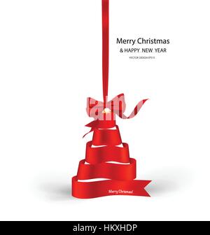 Nastro albero di natale, illustrazione vettoriale. Illustrazione Vettoriale