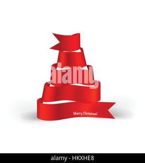 Nastro albero di natale, illustrazione vettoriale. Illustrazione Vettoriale