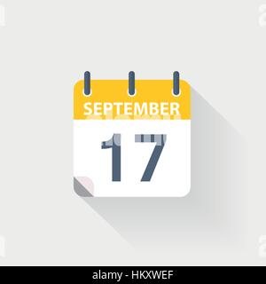 17 Settembre icona del calendario su sfondo grigio Illustrazione Vettoriale