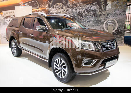 Bruxelles - Jan 12, 2016: Nuova 2016 Nissan Navara NP300 sul display a Bruxelles Motor Show. Foto Stock