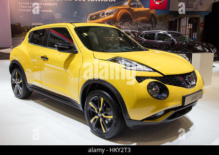 Bruxelles - Jan 12, 2016: Nissan Juke sul display a Bruxelles Motor Show. Foto Stock