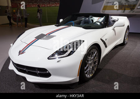 Ginevra, Svizzera - 1 Marzo 2016: Chevrolet Corvette Z51 sul display al 86º Salone Internazionale di Ginevra a Palexpo, Ginevra. Foto Stock