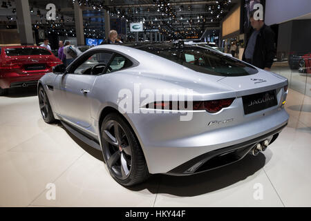 Bruxelles - Jan 19, 2017: Jaguar F-Type sul display al Motor Show di Bruxelles. Foto Stock