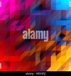 Sfondo astratto di bassa poli triangoli. 3D render image. rosso, viola, arancione e blu di illuminazione. Foto Stock