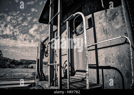 Un treno caboose al Pacific Southwest Railway Museum in Campo, California. Foto Stock