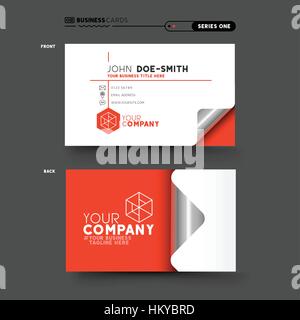 Una pulizia e una minima red business card design. illustrazione vettoriale. Illustrazione Vettoriale