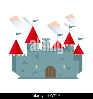Cartoon fiabesco Castello torre icona. Illustrazione Vettoriale Illustrazione Vettoriale