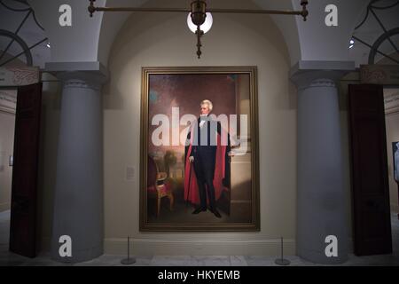 Ritratto del Presidente Andrew Jackson dall artista Ralph Earl presso la National Portrait Gallery Art Museum, parte dello Smithsonian Institution alloggiata nella storica Vecchia Patent Office Building in Washington, DC. Foto Stock