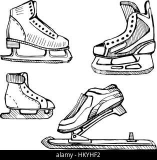 I pattini da ghiaccio per diversi sport Illustrazione Vettoriale