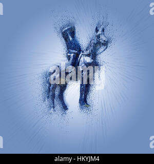 Migliorate digitalmente immagine di una statua di un uomo a cavallo Foto Stock