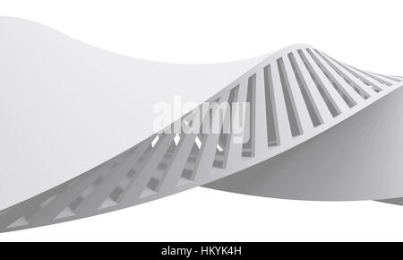 Abstract curva bianca struttura a spirale, helix telaio isolato su sfondo bianco, 3d illustrazione Foto Stock