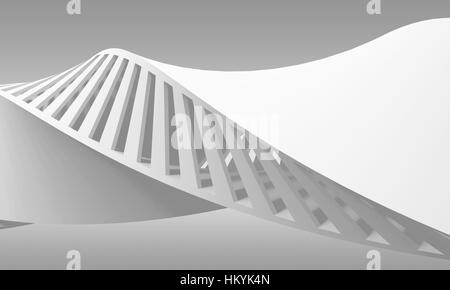 Abstract curva bianca struttura a spirale, helix frame, sfondo digitale, 3d illustrazione Foto Stock