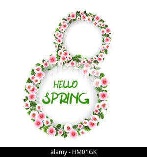 Ciao primavera motivo floreale saluto Illustrazione Vettoriale