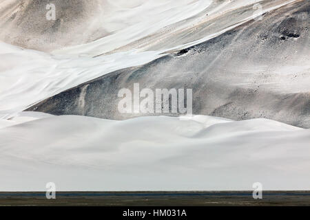 La gente del posto lo chiamava il lago Sand. È un deserto di alta montagna con un piccolo lago salato (lago Blungkol), Karakoram Highway. Xinjiang. Cina. Foto Stock