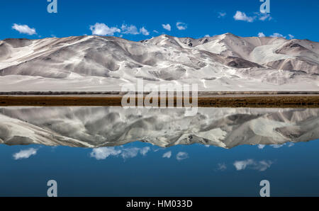 La gente del posto lo chiamava il lago Sand. È un deserto di alta montagna con un piccolo lago salato (lago Blungkol), Karakoram Highway. Xinjiang. Cina. Foto Stock