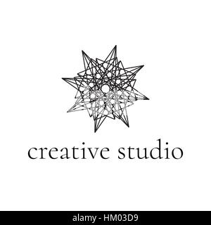 Geometrica astratta logo lineare. Il simbolo del fiocco di neve. Vettore. Illustrazione Vettoriale