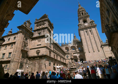 Cattedrale di Santiago de Compostela, La Coruña provincia, regione della Galizia, Spagna, Europa Foto Stock