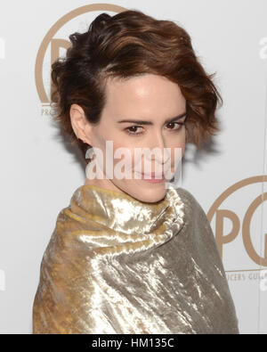 Sarah Paulson arriva al ventottesimo produttori annuale Guild Awards presso il Beverly Hilton Hotel di Beverly Hills, la California il 28 gennaio 2017. Foto Stock