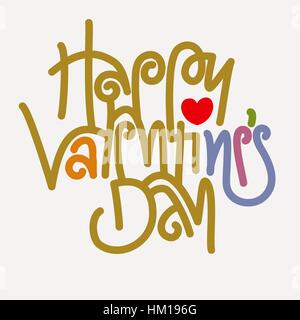 " Buon San Valentino" testo. Colorata variante in grassetto. Giocoso tipografici design vettoriali per il biglietto di auguri, t-shirt, ecc. Illustrazione Vettoriale