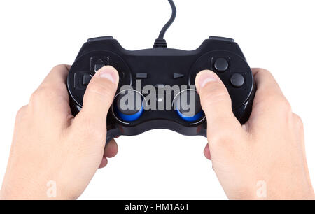 Riproduzione di mano joystick isolati su sfondo bianco (con percorso di clipping) Foto Stock