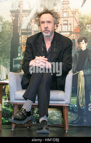 Tokyo, Giappone. 31 gennaio, 2017. Il direttore Tim Burton assiste la conferenza stampa per il suo film 'Miss Peregrine's Home per bambini peculiare' in Tokyo. Il dark fantasy film basato su un romanzo di riscatto Riggs stelle Eva Green e si apre in Giappone nel febbraio 3rd. Credito: Rodrigo Reyes Marin/AFLO/Alamy Live News Foto Stock