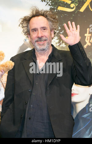 Tokyo, Giappone. 31 gennaio, 2017. Il direttore Tim Burton assiste la conferenza stampa per il suo film 'Miss Peregrine's Home per bambini peculiare' in Tokyo. Il dark fantasy film basato su un romanzo di riscatto Riggs stelle Eva Green e si apre in Giappone nel febbraio 3rd. Credito: Rodrigo Reyes Marin/AFLO/Alamy Live News Foto Stock