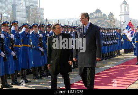 A Belgrado, in Serbia. Il 31 gennaio 2017. La Grecia Il Primo Ministro Alexis Tsipras in visita ufficiale a Belgrado. Il primo ministro serbo Aleksandar Vucic ospiterà il Primo Ministro greco Credito: Ognjen Stevanovic/Alamy Live News Foto Stock