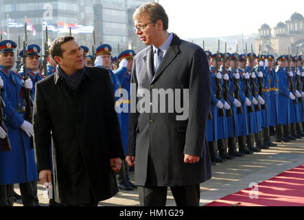 A Belgrado, in Serbia. Il 31 gennaio 2017. La Grecia Il Primo Ministro Alexis Tsipras in visita ufficiale a Belgrado. Il primo ministro serbo Aleksandar Vucic ospiterà il Primo Ministro greco Credito: Ognjen Stevanovic/Alamy Live News Foto Stock