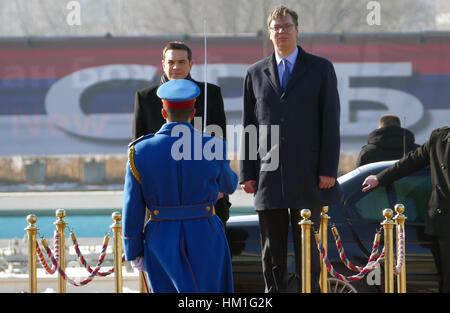 A Belgrado, in Serbia. Il 31 gennaio 2017. La Grecia Il Primo Ministro Alexis Tsipras in visita ufficiale a Belgrado. Il primo ministro serbo Aleksandar Vucic ospiterà il Primo Ministro greco Credito: Ognjen Stevanovic/Alamy Live News Foto Stock