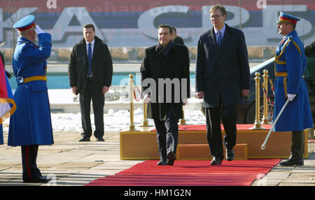 A Belgrado, in Serbia. Il 31 gennaio 2017. La Grecia Il Primo Ministro Alexis Tsipras in visita ufficiale a Belgrado. Il primo ministro serbo Aleksandar Vucic ospiterà il Primo Ministro greco Credito: Ognjen Stevanovic/Alamy Live News Foto Stock