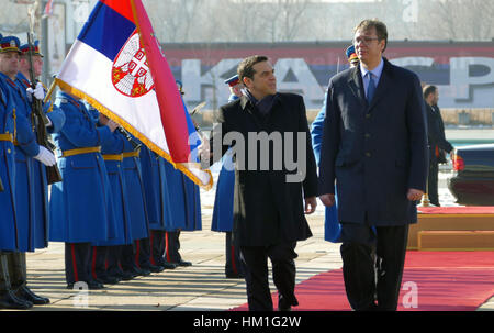 A Belgrado, in Serbia. Il 31 gennaio 2017. La Grecia Il Primo Ministro Alexis Tsipras in visita ufficiale a Belgrado. Il primo ministro serbo Aleksandar Vucic ospiterà il Primo Ministro greco Credito: Ognjen Stevanovic/Alamy Live News Foto Stock