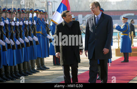 A Belgrado, in Serbia. Il 31 gennaio 2017. La Grecia Il Primo Ministro Alexis Tsipras in visita ufficiale a Belgrado. Il primo ministro serbo Aleksandar Vucic ospiterà il Primo Ministro greco Credito: Ognjen Stevanovic/Alamy Live News Foto Stock