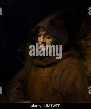 Rembrandt il figlio Tito in un monaco di abitudine, da Rembrandt, 1660, olio su tela, Rijksmuseum Amsterdam, Paesi Bassi, Europa Foto Stock