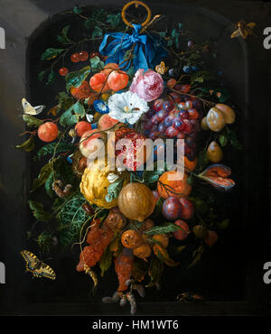 Festone di fiori e frutti, di Jan Davidsz de Heem, 1660-1670, Rijksmuseum Amsterdam, Paesi Bassi, Europa Foto Stock