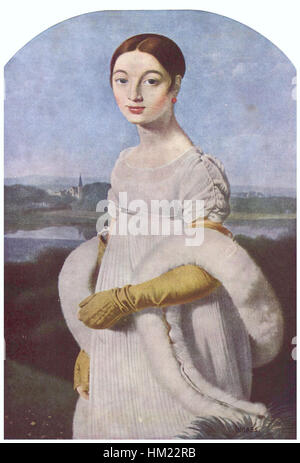 *Mademoiselle Riviere* è un famoso ritratto dell'artista francese *Jean Auguste Dominique Ingres*. Il dipinto cattura l'espressione serena del soggetto e le sue caratteristiche raffinate, dimostrando l'uso sapiente di Ingres di linee lisce e precise e la sua attenzione ai dettagli nella ritrattistica neoclassica. Foto Stock