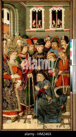 "Jimenez-Santa Helena y Judas" raffigura la figura biblica di Giuda in un momento di tradimento, con Santa Helena come elemento chiave nel contesto religioso. L'opera d'arte trasmette temi religiosi utilizzando tecniche pittoriche classiche. Foto Stock