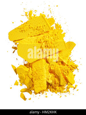 Un taglio fuori bellezza immagine di un campione di Yellow eye shadow make up. Foto Stock