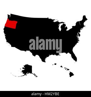 Mappa di Stati Uniti stato Oregon Illustrazione Vettoriale