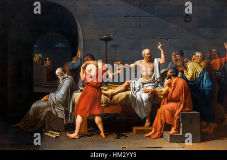 La morte di Socrate da Jacques-Louis David, olio su tela, 1787 Foto Stock