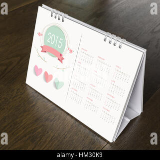 Calendario su tavola di legno 2015 Foto Stock