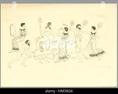 Un dipinto dell'edizione 1835 di "Pitture di vasi fittili", Vol 3, T243 di Inghirami, che espone vasi in terracotta dipinti. Il pezzo fa parte di un'opera più ampia che documenta gli antichi stili e disegni di ceramica, concentrandosi sulla ceramica storica. Foto Stock