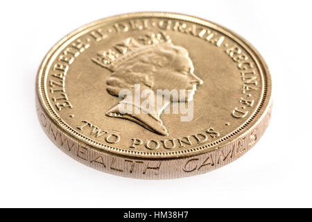 1986 Due pound moneta introdotta per contrassegnare i giochi del Commonwealth Foto Stock